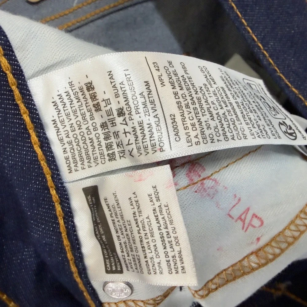 Levi's 512 Slim Taper Jeans Irregular Dark Indigo Blue Size 36 x 32